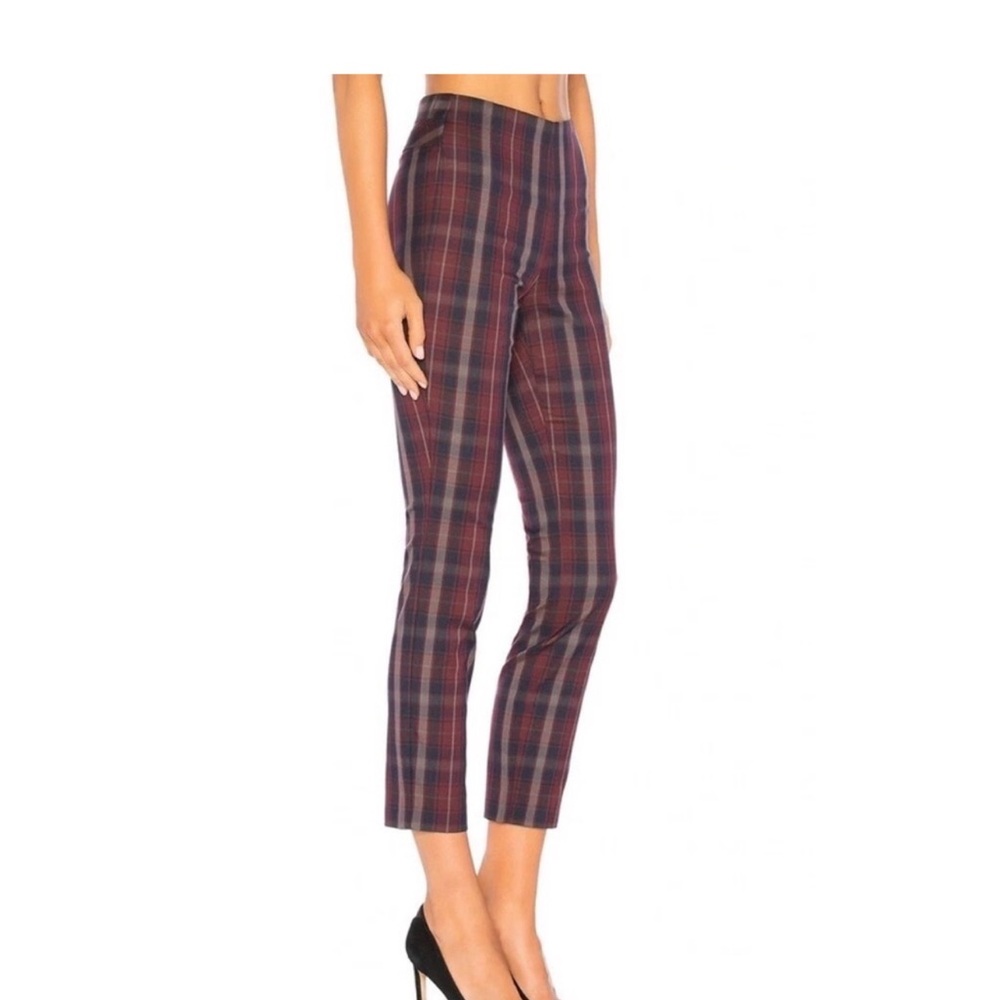 NWT sz 4 rag & bone Simone High Rise Cropped Pants - Burgundy & Navy - Picture 5 of 7